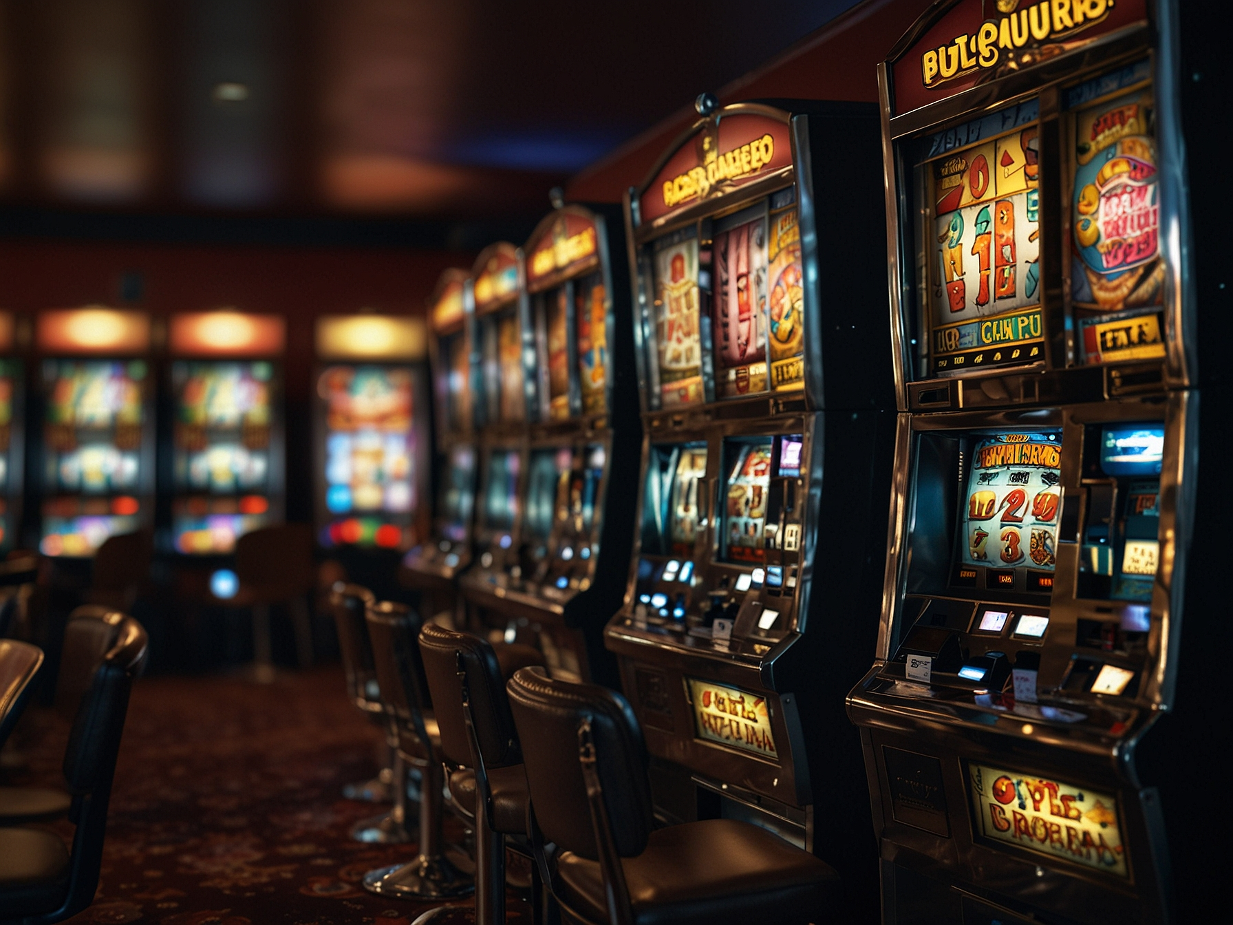 Variety of slot machines and jackpot displays